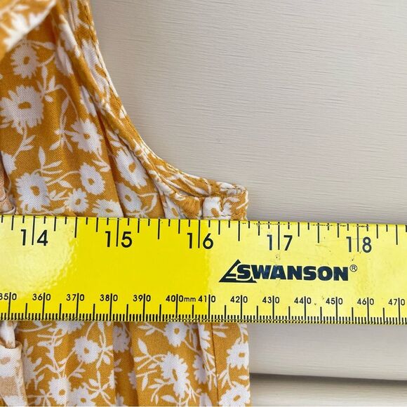 Ivy May Yellow Ruffled Top with White Floral Print Small - Picture 5 of 6